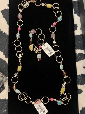 Cookie Lee Gold-Tone Multi-Color Bead Link Necklace and bracelet